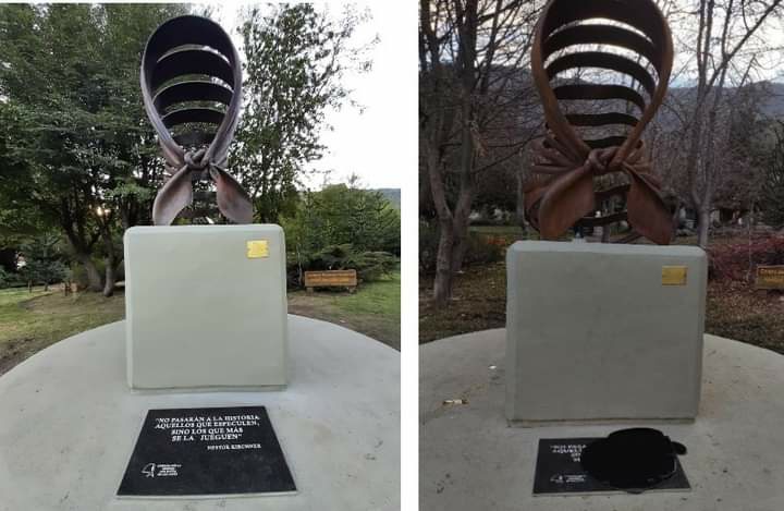 En este momento estás viendo Repudian vandalismo contra el Pañuelo de la Memoria en San Martín de los Andes