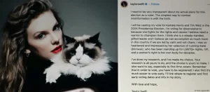 Lee más sobre el artículo Taylor Swift anuncia que votará por Kamala Harris