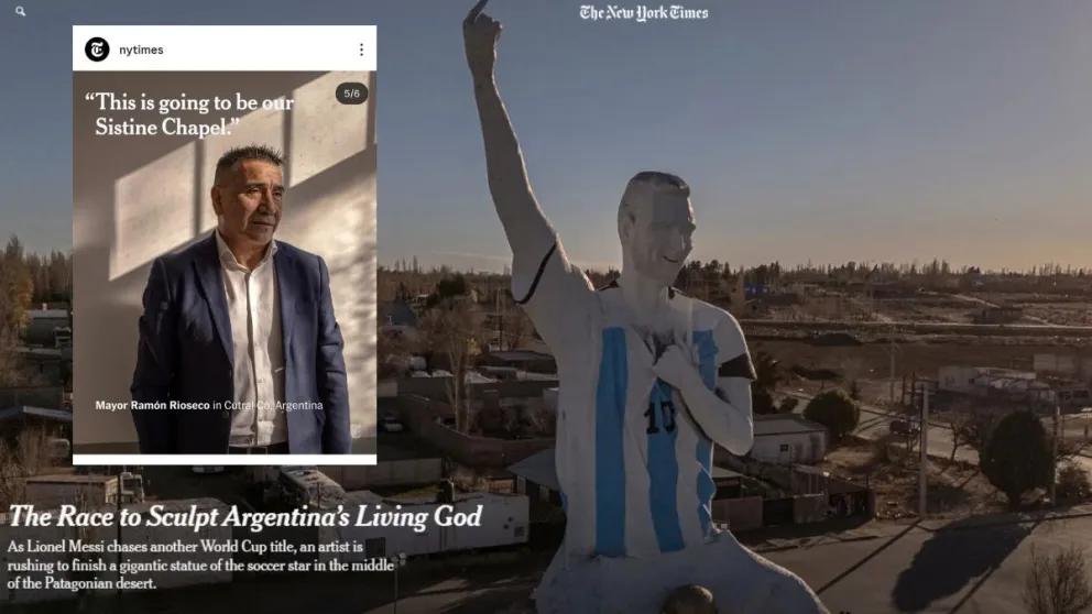 La estatua gigante de Messi en Cutral Co llegó a las páginas de The New York Times