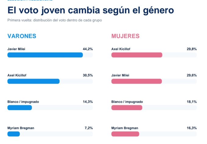 En este momento estás viendo El voto joven se parte por género: Milei conserva una fuerte ventaja entre varones