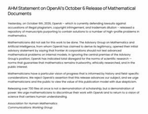 Lee más sobre el artículo Matemáticos contra la inteligencia artificial: una asociación llamó a dejar de colaborar con OpenAI